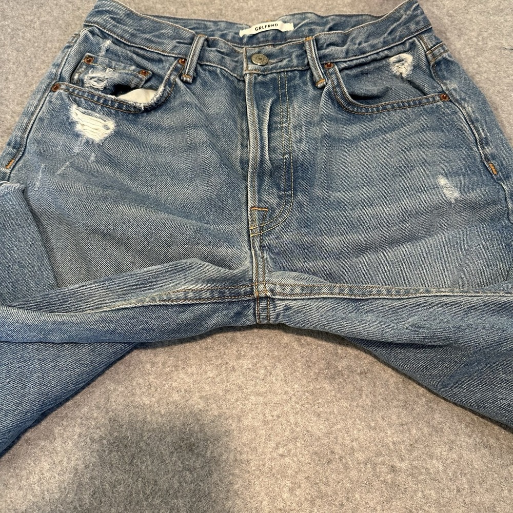 GRLFRND PETITE Helena High-Rise Straight Crop in Psychedelic Shack Button Fly 27 - Picture 7 of 16